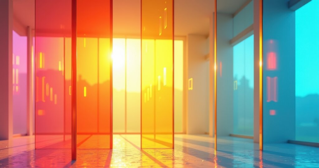 Abstract colorful glass panels reflecting sunlight, representing LGBTQ+ therapy and borderline personality disorder.